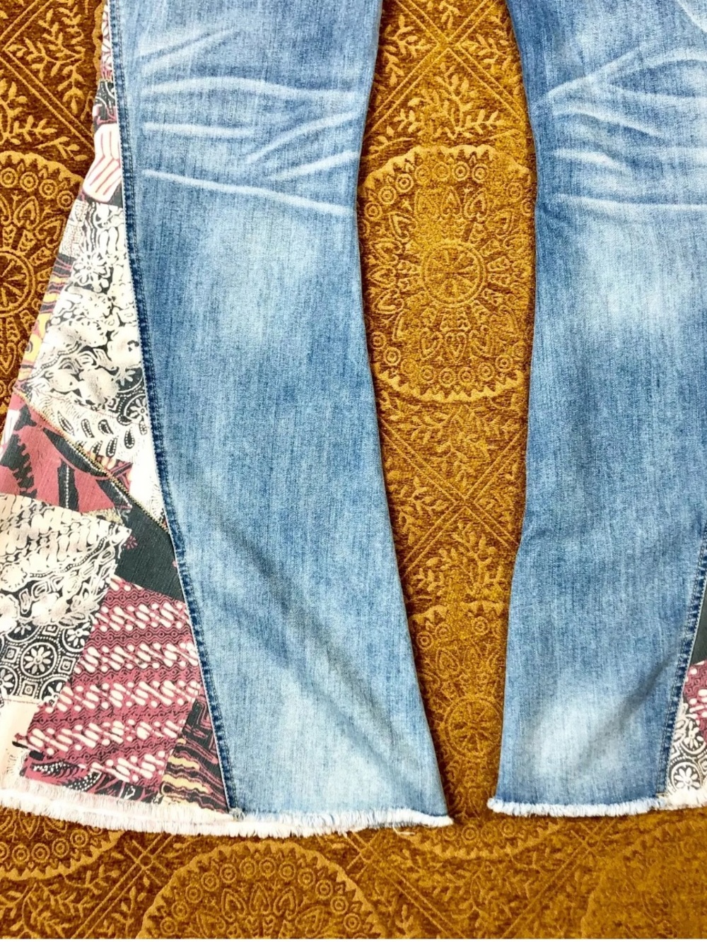 NWOT Free People Bali Patchwork Flare Leg Soft Vintage Wash Denim Jeans 31 - Picture 6 of 9
